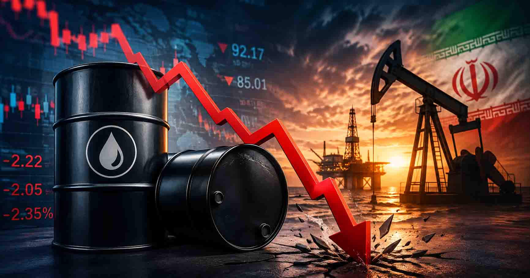 أسعار النفط اليوم Oil Prices Fall 2.35% Despite Iran Sanctions