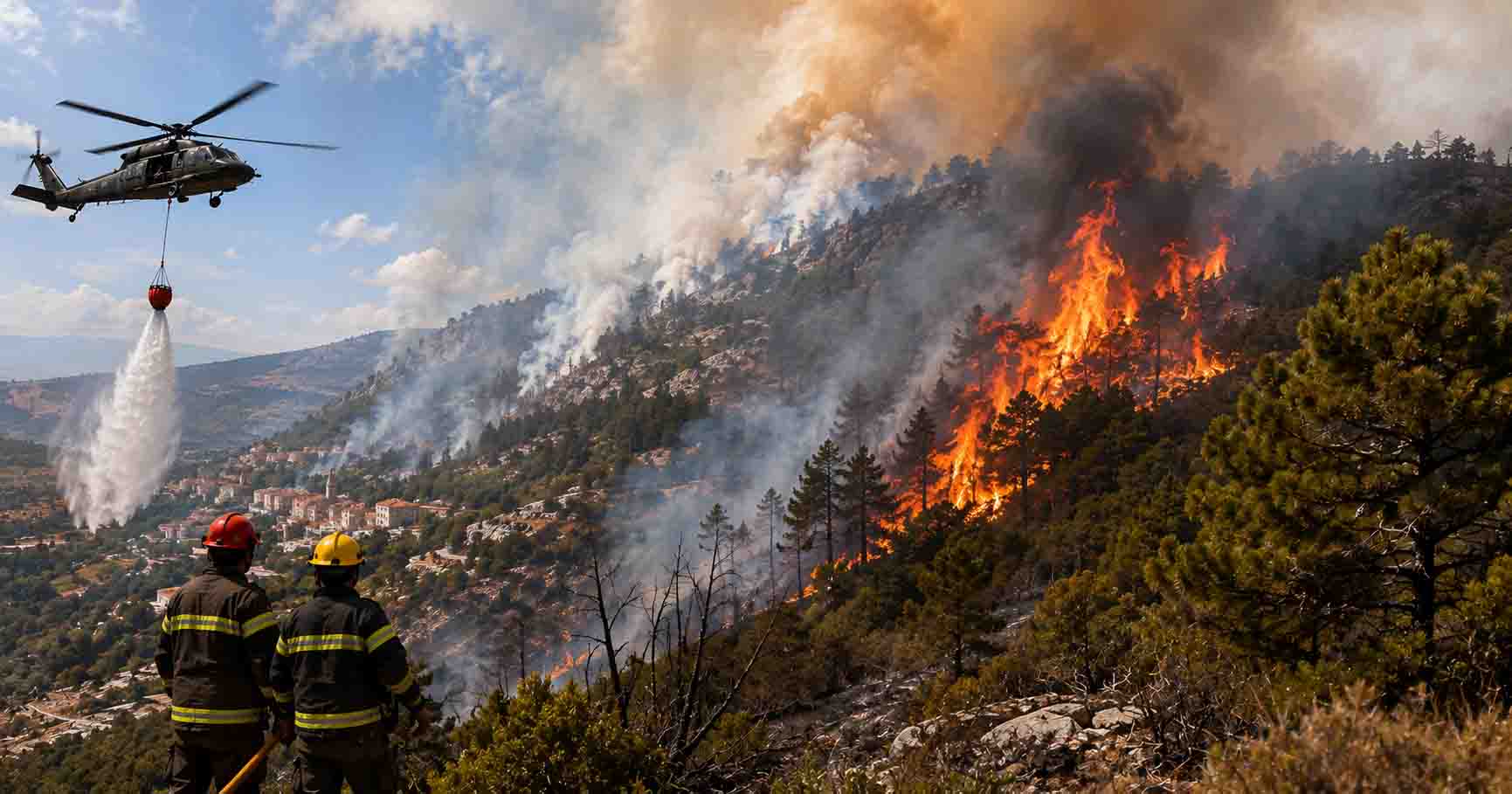جبل أيطو بقضاء زغرتا شمال لبنان Mount Aitou Fire damages wild pine trees in Zgharta, northern Lebanon