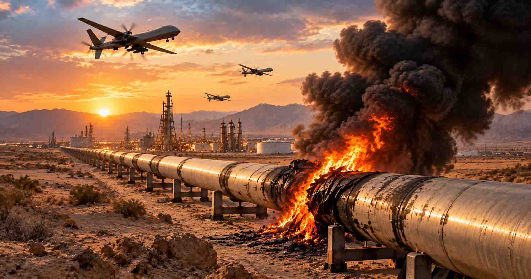 خط النفط السعودي Saudi oil pipeline attack